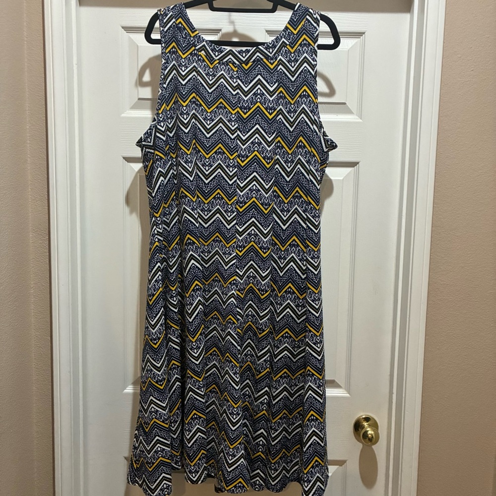 Haani Womens Size 3X Multi-color Fit&Flare Artsy Retro Dress Stretchy